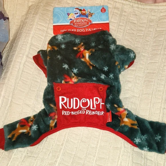 Rudolph the Red-Nosed Reindeer Holiday Dog Pajamas - Green and Red - Picture 1 of 7